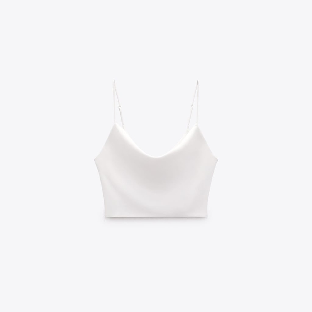 ZARA. Crop top with a cowl neckline.